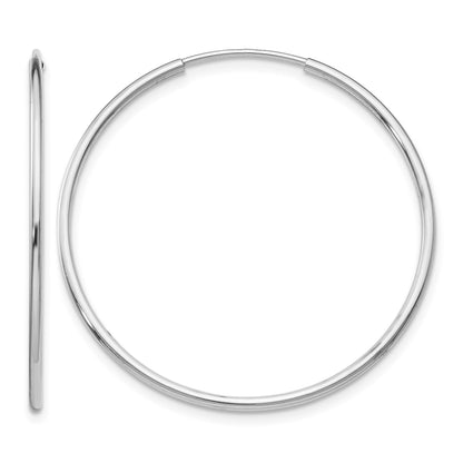 14k White Gold 1.2x34mm Polished Endless Tube Hoop Earrings