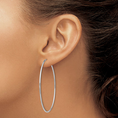 14k White Gold 1.2x54mm Polished Endless Tube Hoop Earrings