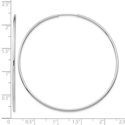 14k White Gold 1.2x54mm Polished Endless Tube Hoop Earrings