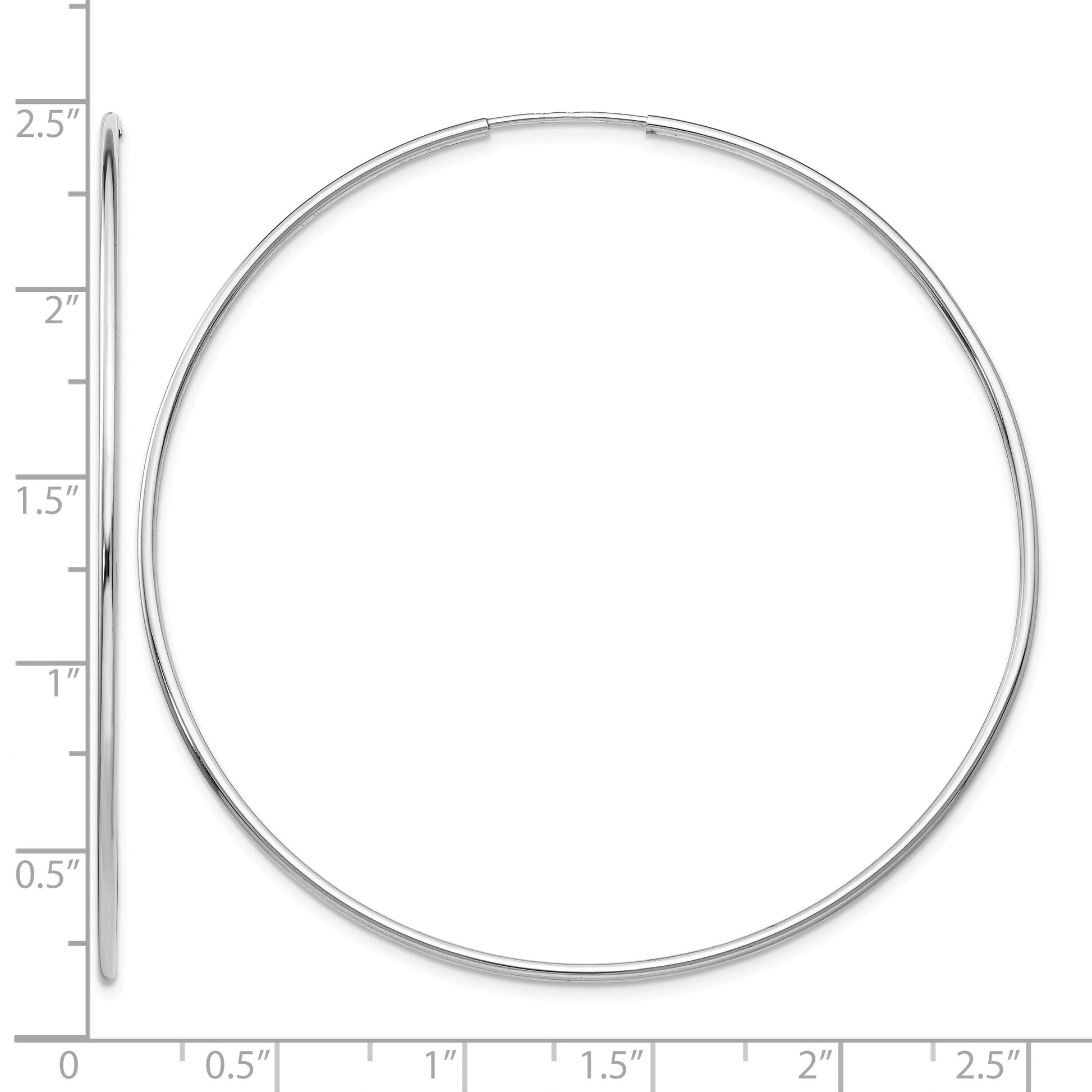 14k White Gold 1.2x60mm Polished Endless Tube Hoop Earrings
