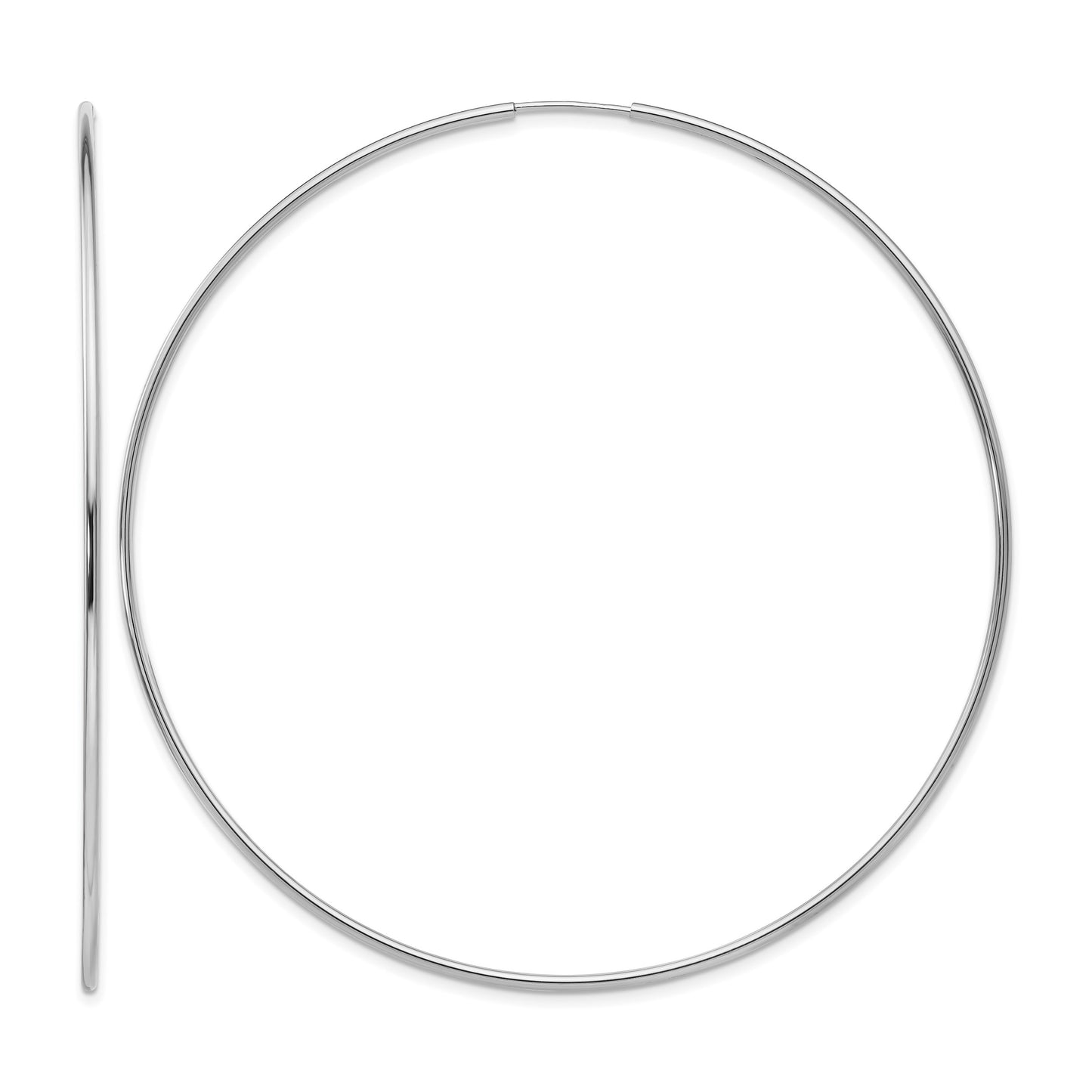 14k White Gold 1.2x69mm Polished Endless Tube Hoop Earrings