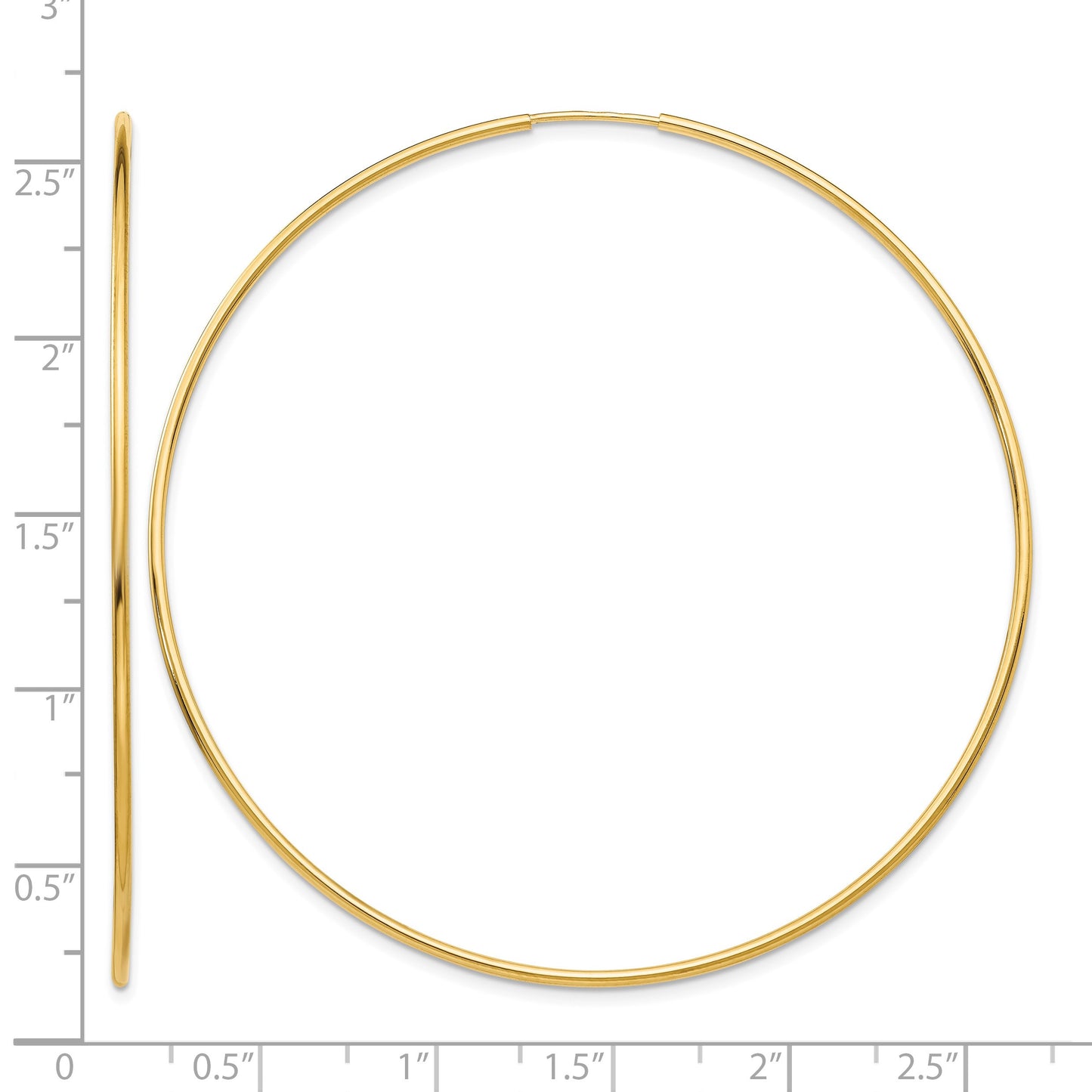 14k 1.2x63mm Polished Endless Tube Hoop Earrings