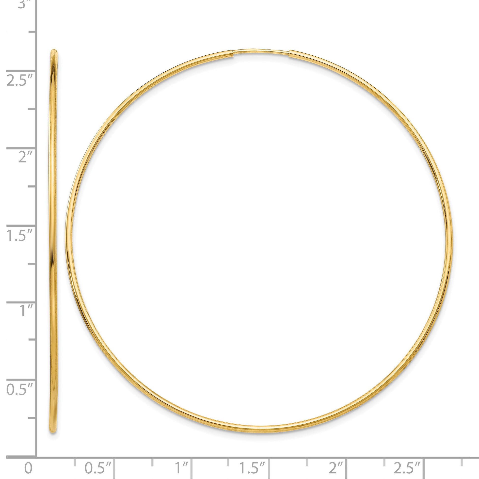 14k 1.2x63mm Polished Endless Tube Hoop Earrings