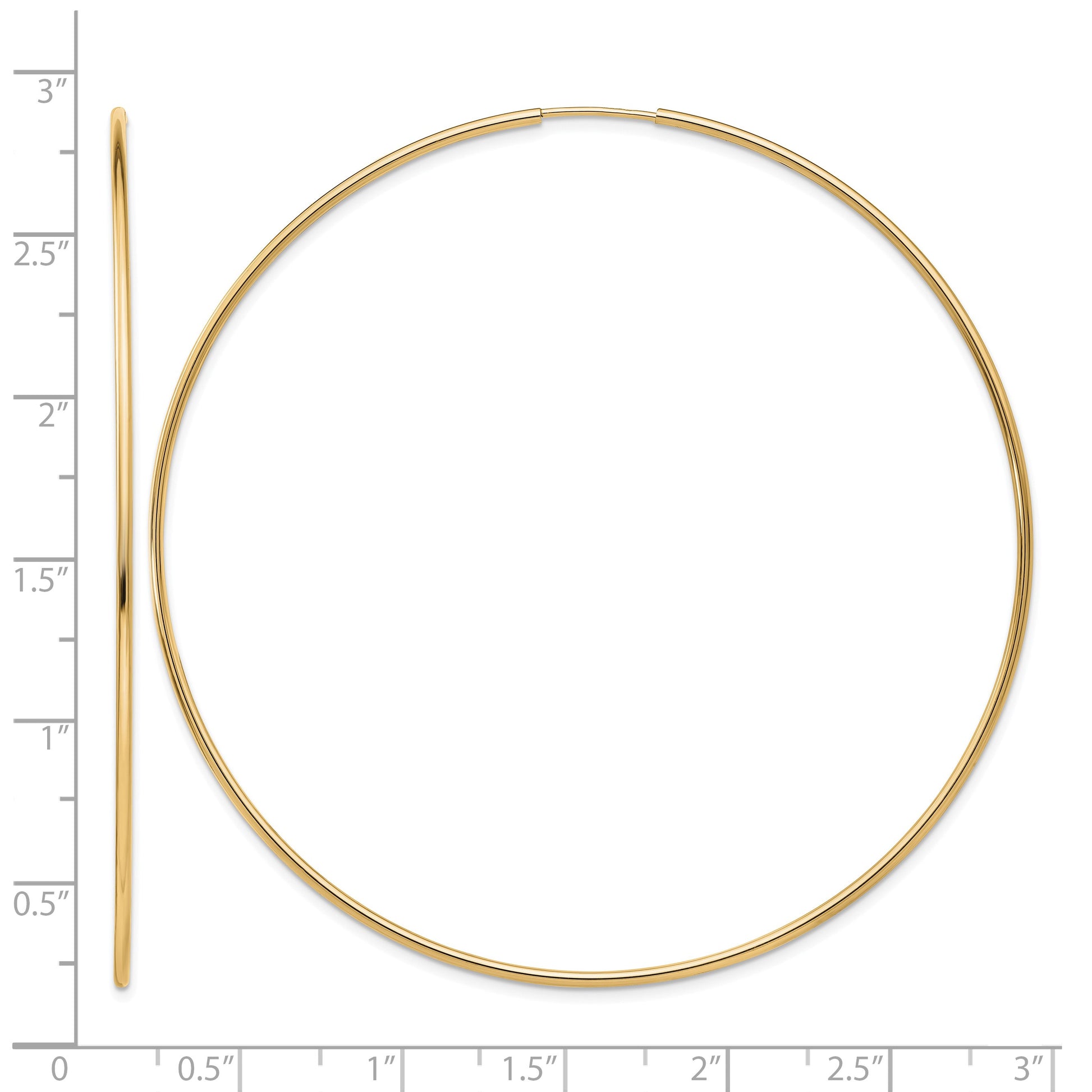 14k 1.2x69mm Polished Endless Tube Hoop Earrings