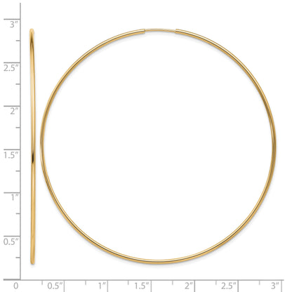 14k 1.2x69mm Polished Endless Tube Hoop Earrings