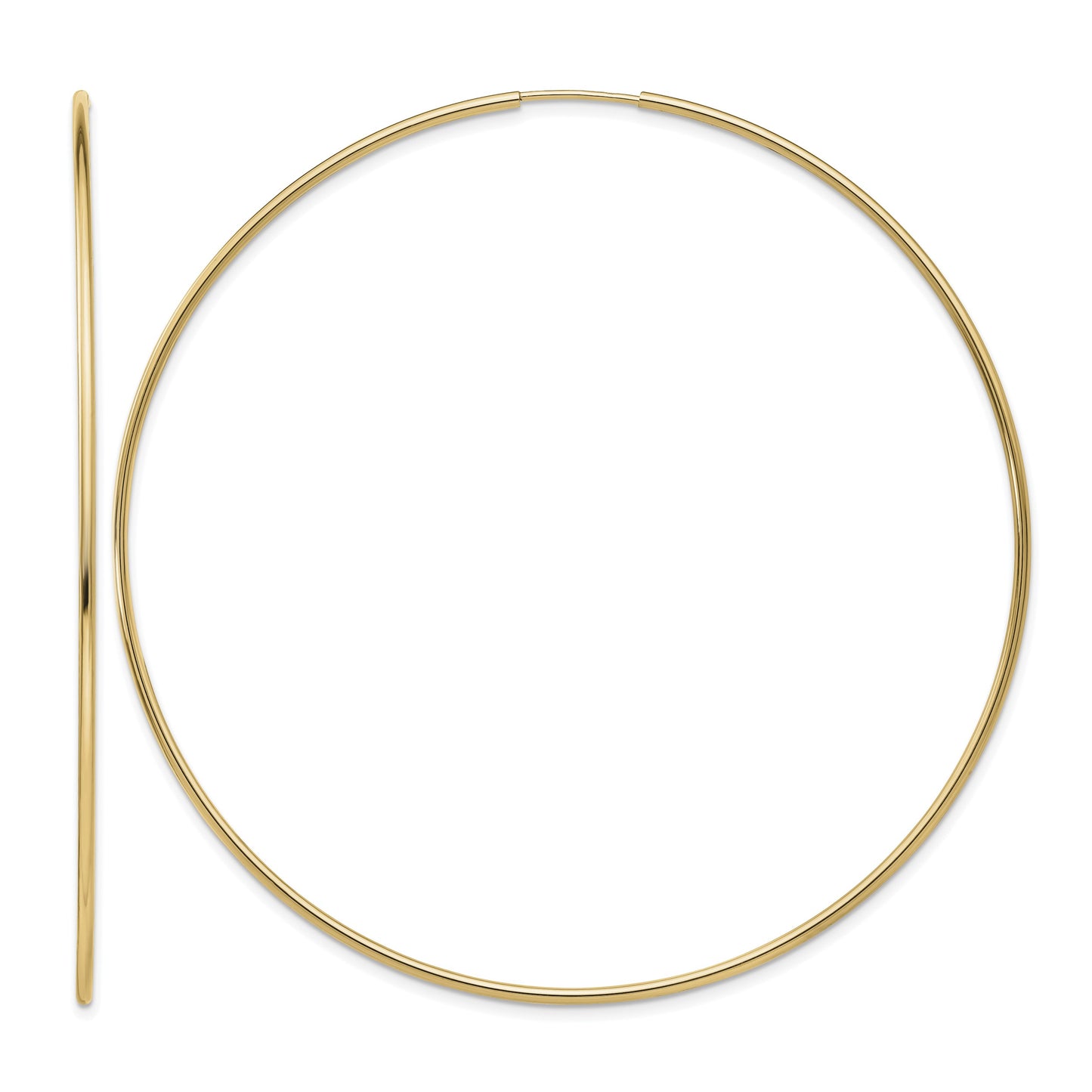 14k 1.2x69mm Polished Endless Tube Hoop Earrings