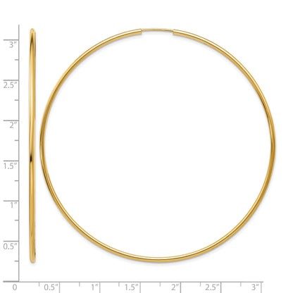 14K 1.2x74mm Polished Endless Tube Hoop Earrings