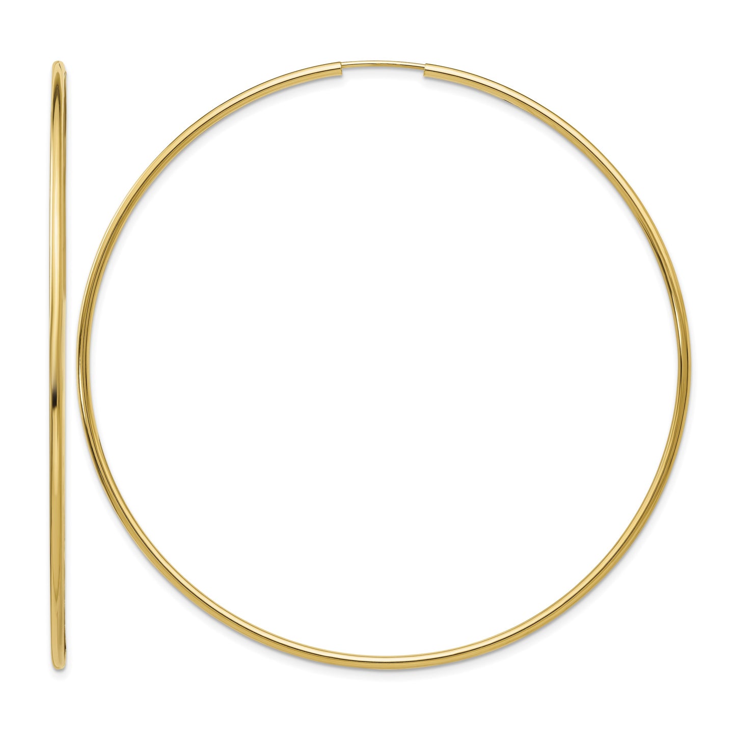 14K 1.2x74mm Polished Endless Tube Hoop Earrings