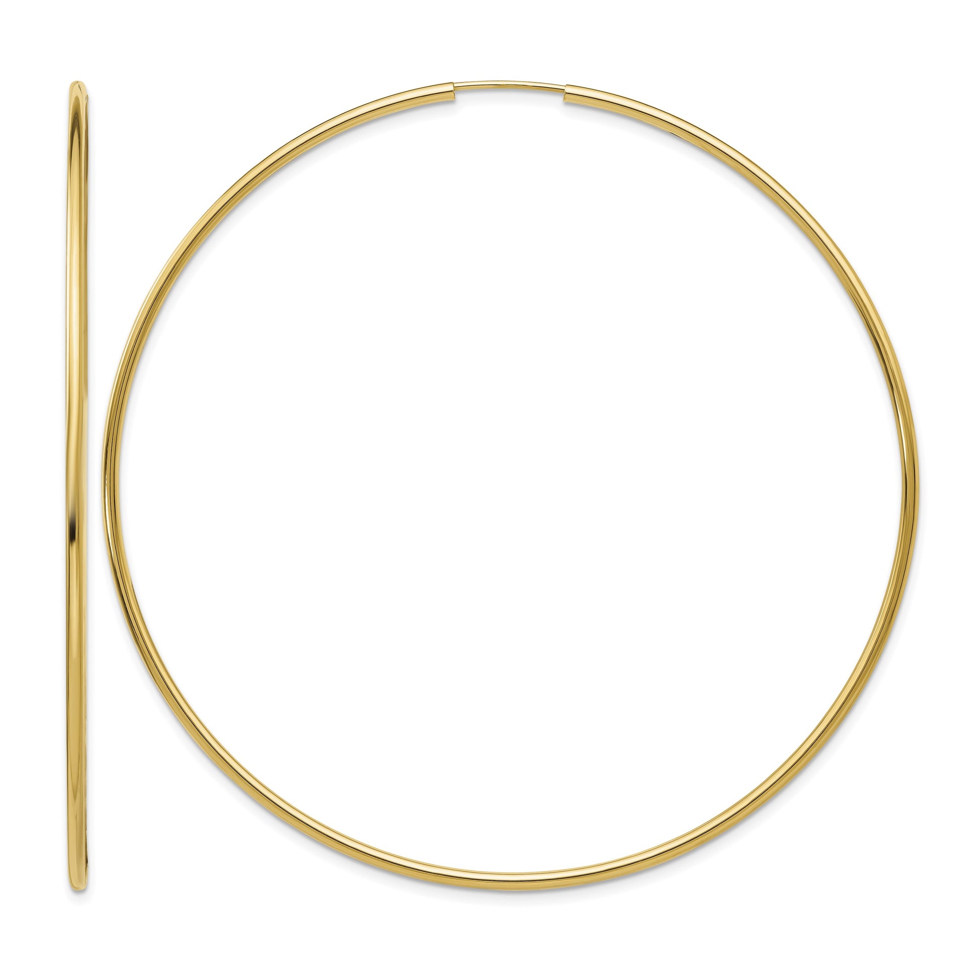 14K 1.2x74mm Polished Endless Tube Hoop Earrings