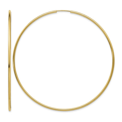 14K 1.2x74mm Polished Endless Tube Hoop Earrings