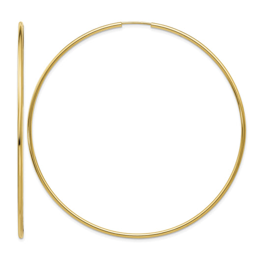 14K 1.2x74mm Polished Endless Tube Hoop Earrings