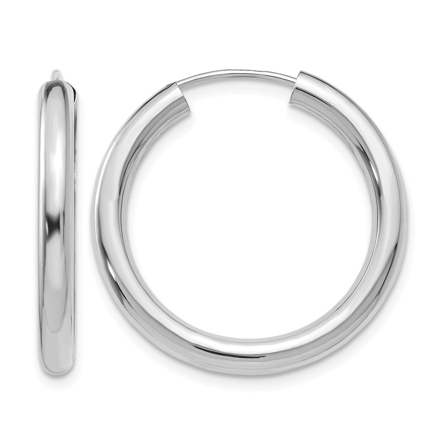 14k White Gold 3.00x25mm Polished Endless Tube Hoop Earrings