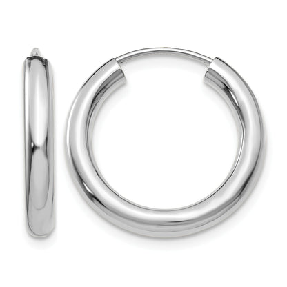 14k White Gold 3.00x20mm Polished Endless Tube Hoop Earrings