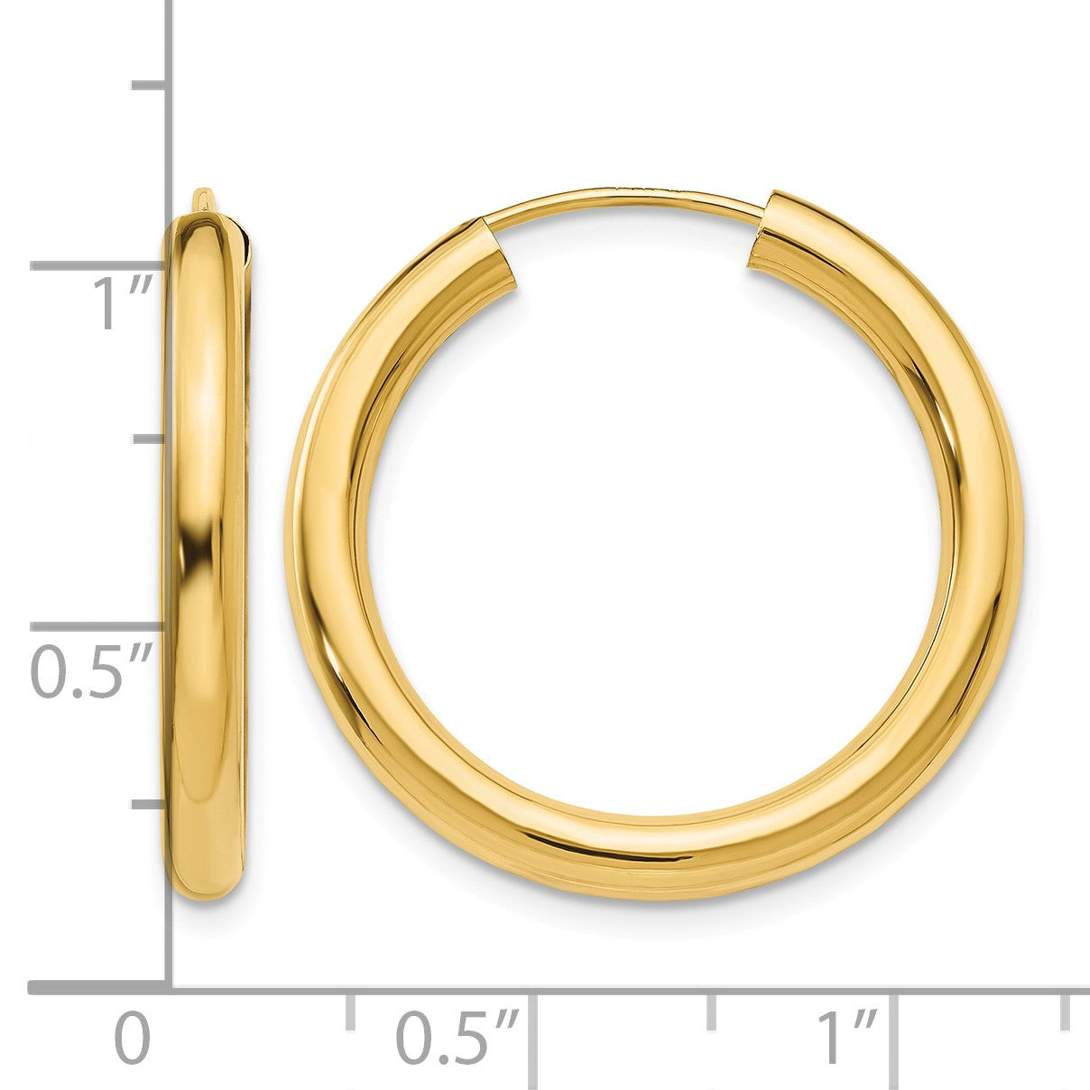 14k 3.00x25mm Polished Endless Tube Hoop Earrings