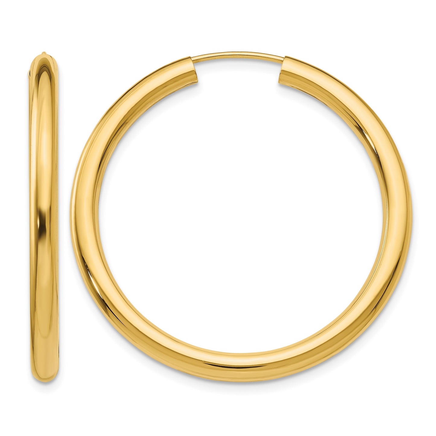14k 3.00x35mm Polished Endless Tube Hoop Earrings