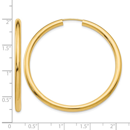 14k 3.00x45mm Polished Endless Tube Hoop Earrings