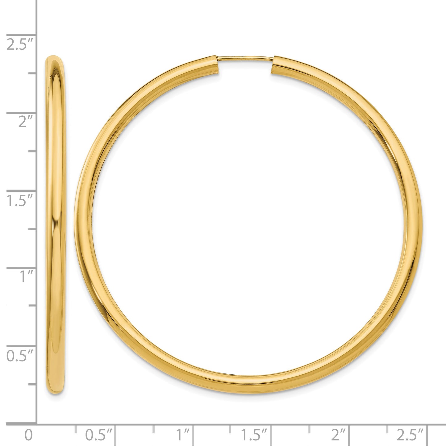 14k 3.00x55mm Polished Endless Tube Hoop Earrings