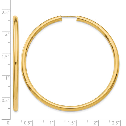 14k 3.00x55mm Polished Endless Tube Hoop Earrings