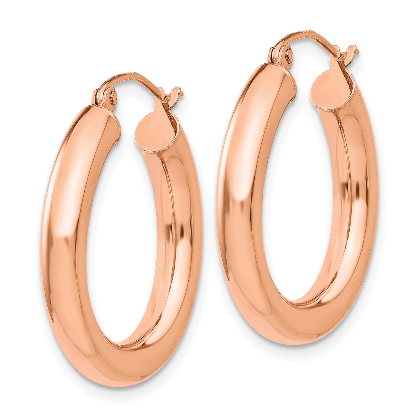 14k Rose Gold 4x25mm Polished Tube Hoop Earrings