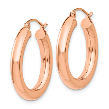 14k Rose Gold 4x25mm Polished Tube Hoop Earrings