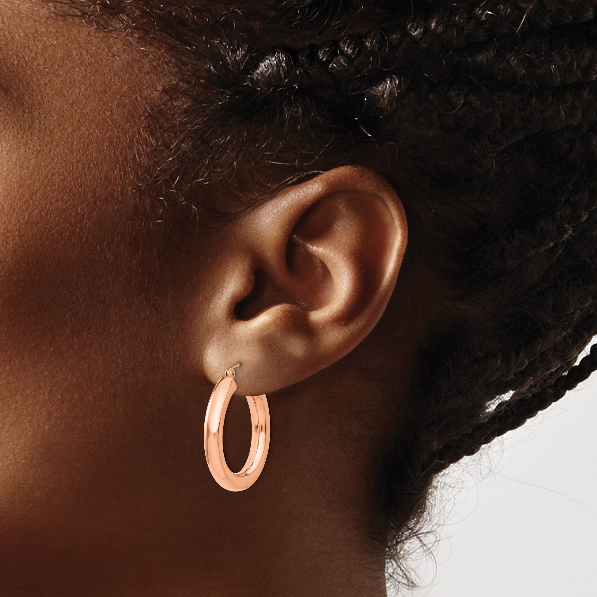 14k Rose Gold 4x25mm Polished Tube Hoop Earrings