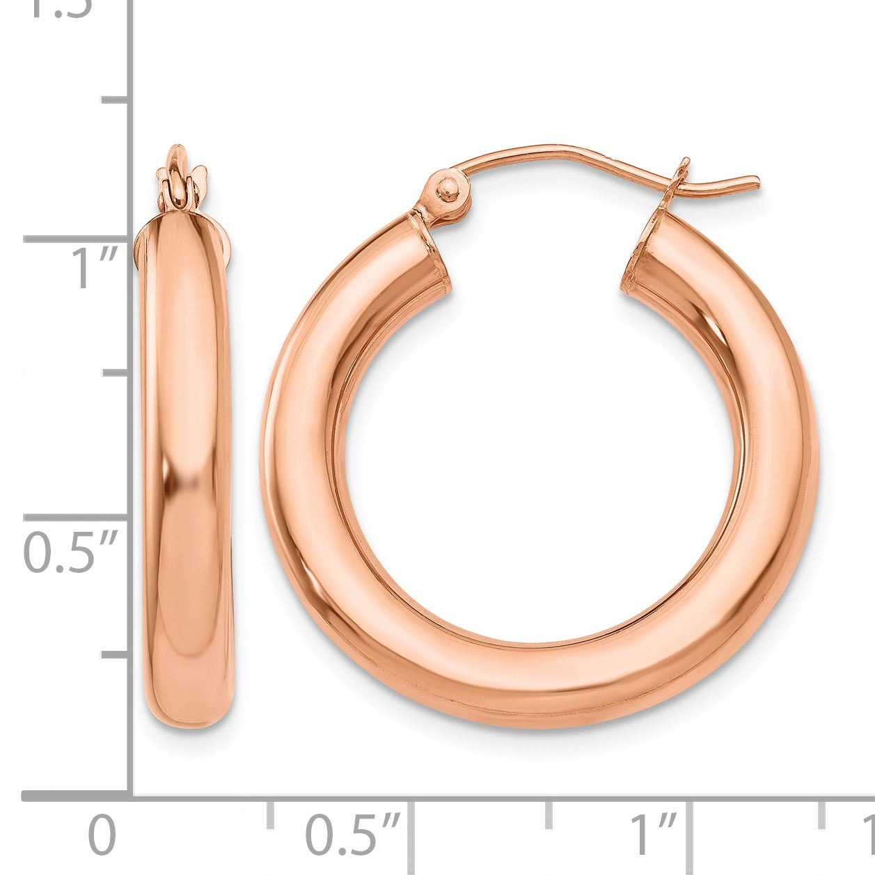 14k Rose Gold 4x25mm Polished Tube Hoop Earrings
