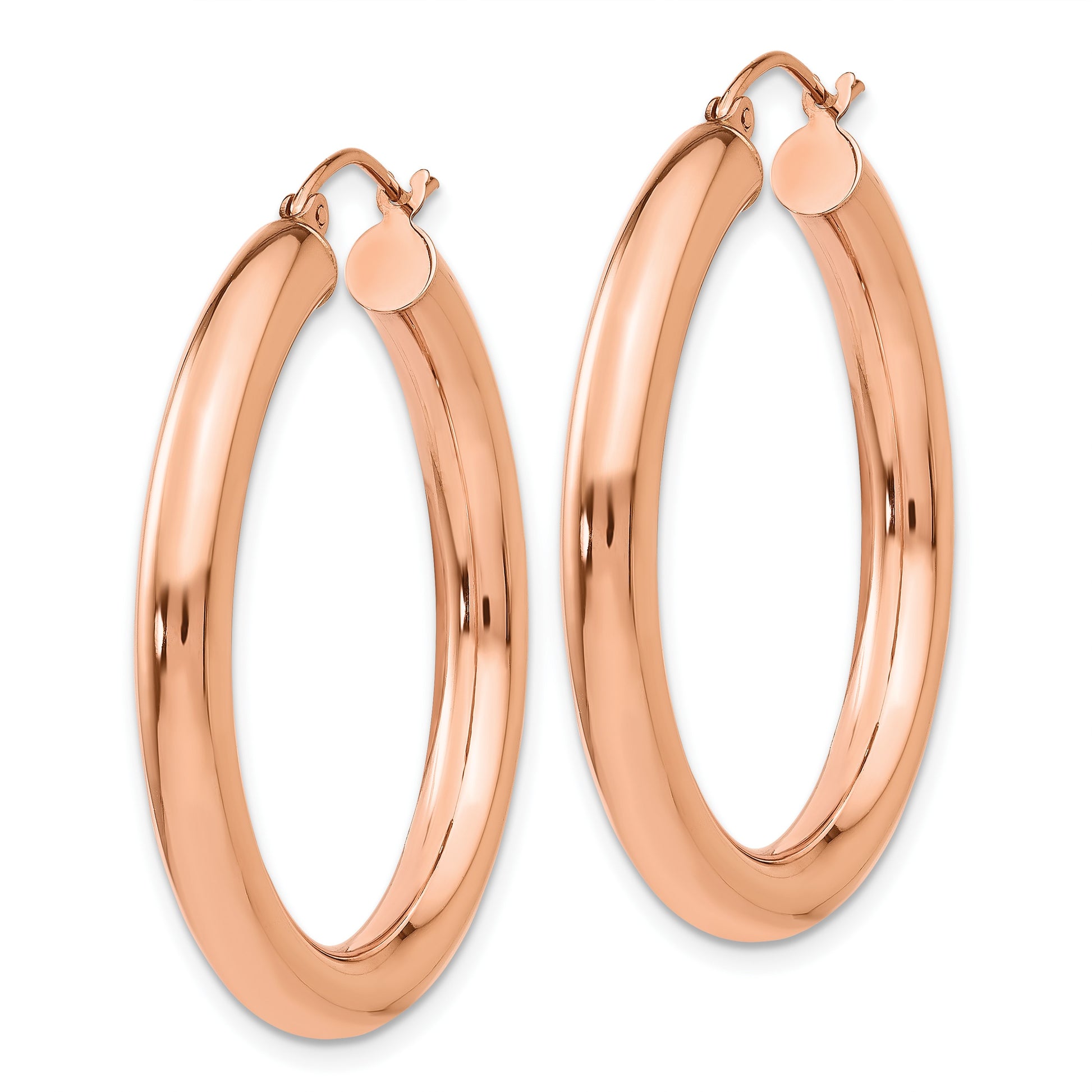 14k Rose Gold 4x35mm Polished Tube Hoop Earrings