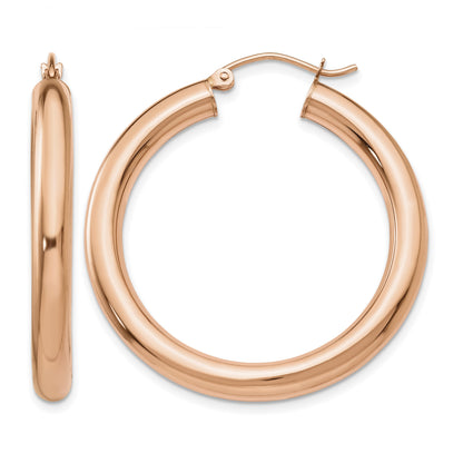 14k Rose Gold 4x35mm Polished Tube Hoop Earrings