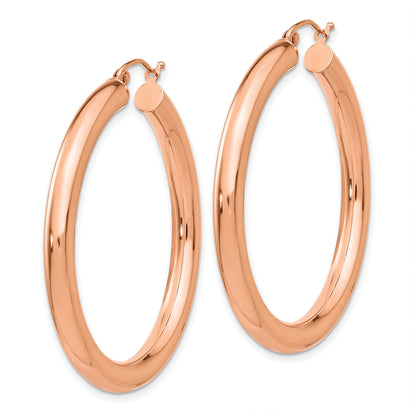 14k Rose Gold 4x40mm Polished Tube Hoop Earrings