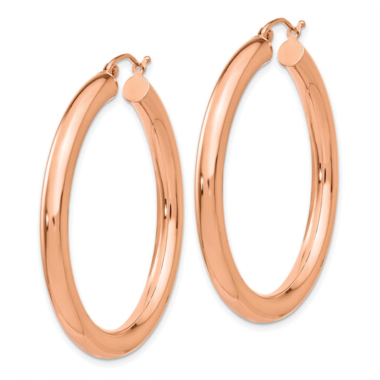 14k Rose Gold 4x40mm Polished Tube Hoop Earrings