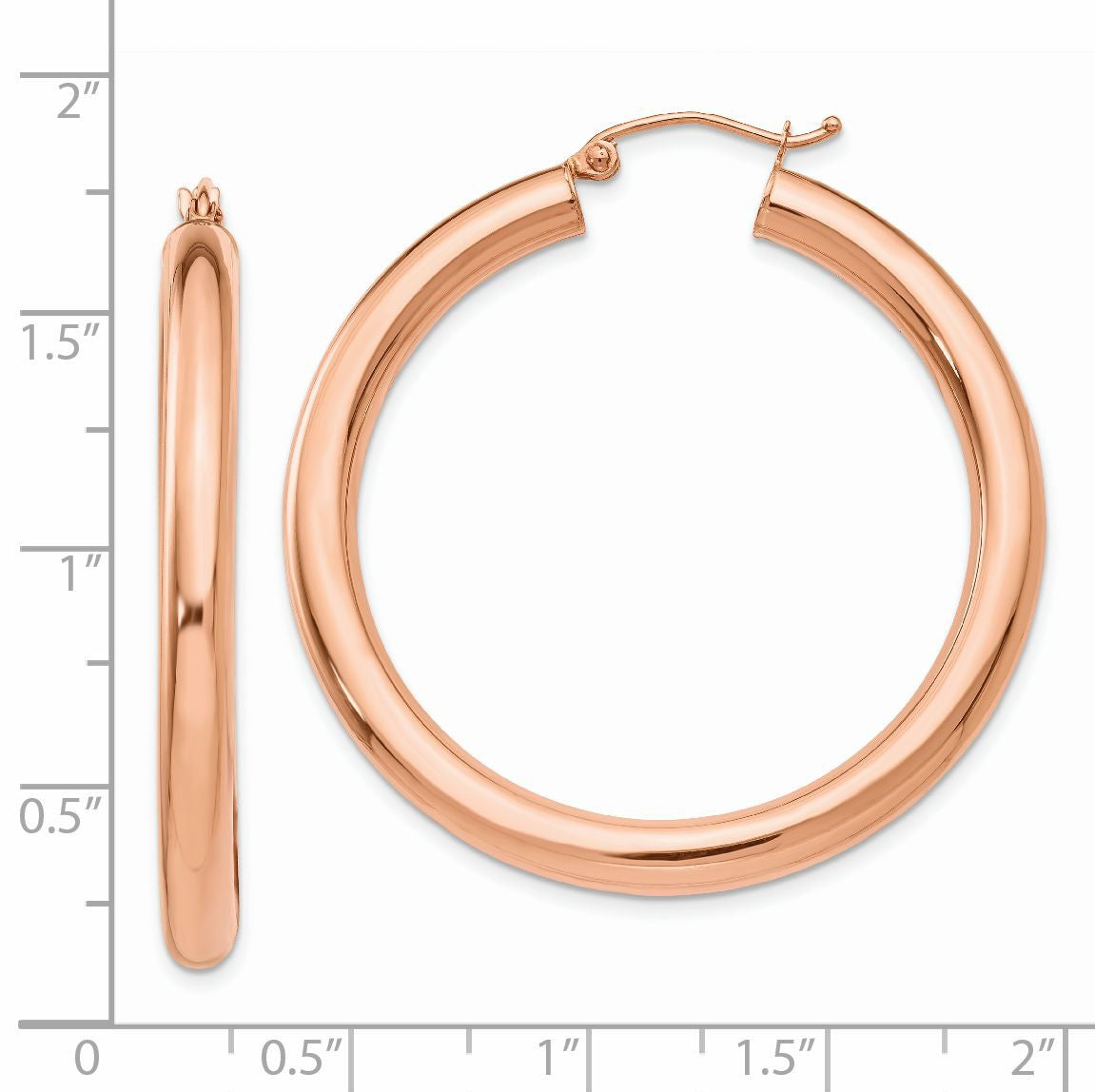14k Rose Gold 4x40mm Polished Tube Hoop Earrings