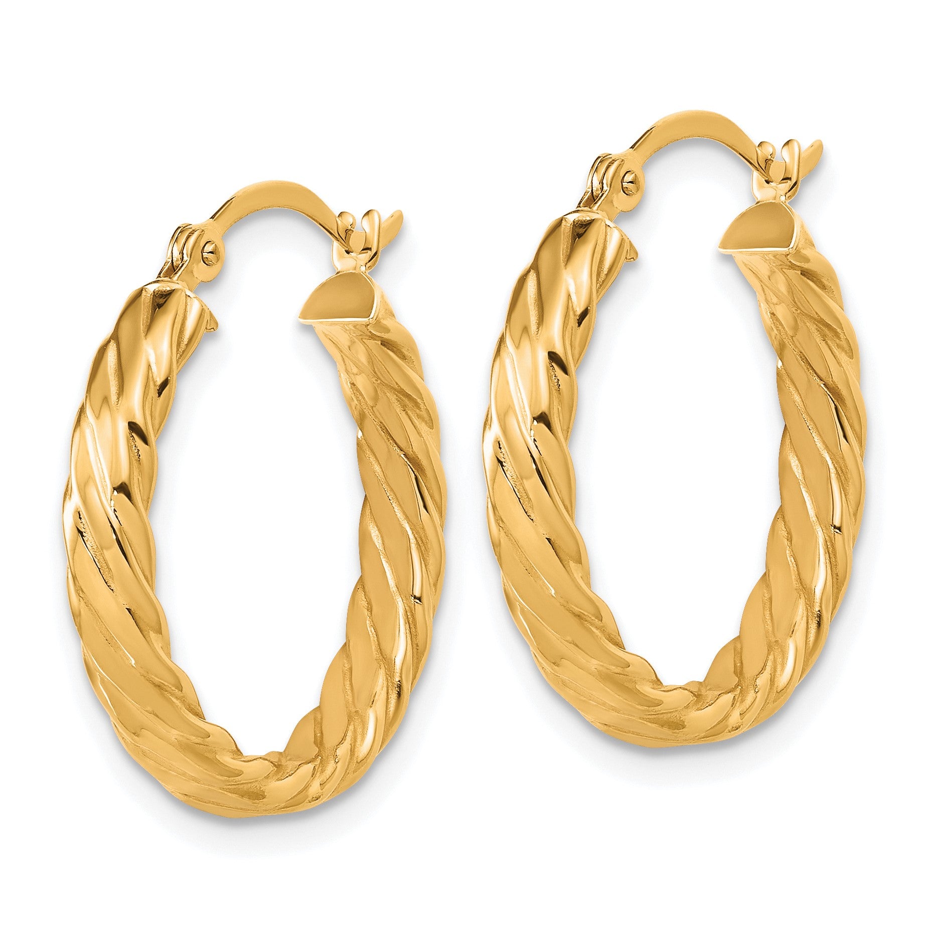 14K Small 3mm Patterned Hoop Earrings
