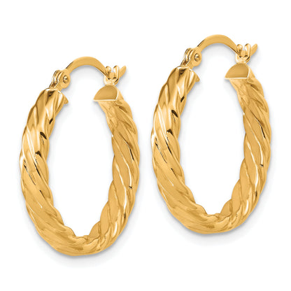 14K Small 3mm Patterned Hoop Earrings