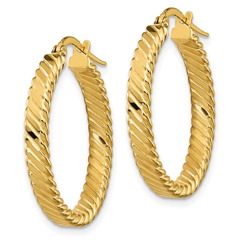 14K 3.25mm Patterned Hoop Earrings