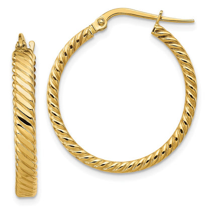 14K 3.25mm Patterned Hoop Earrings