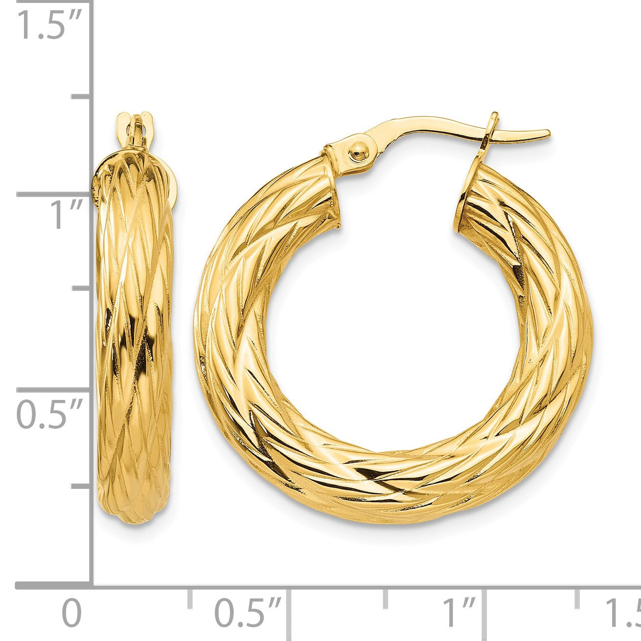 14k Textured Tube Hoop Earrings