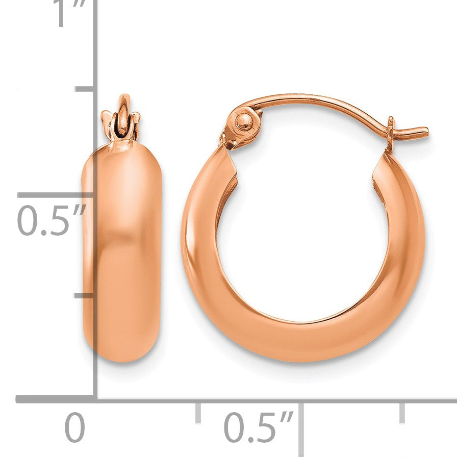 14k Rose Gold 4.75x16mm Polished Round Hoop Earrings