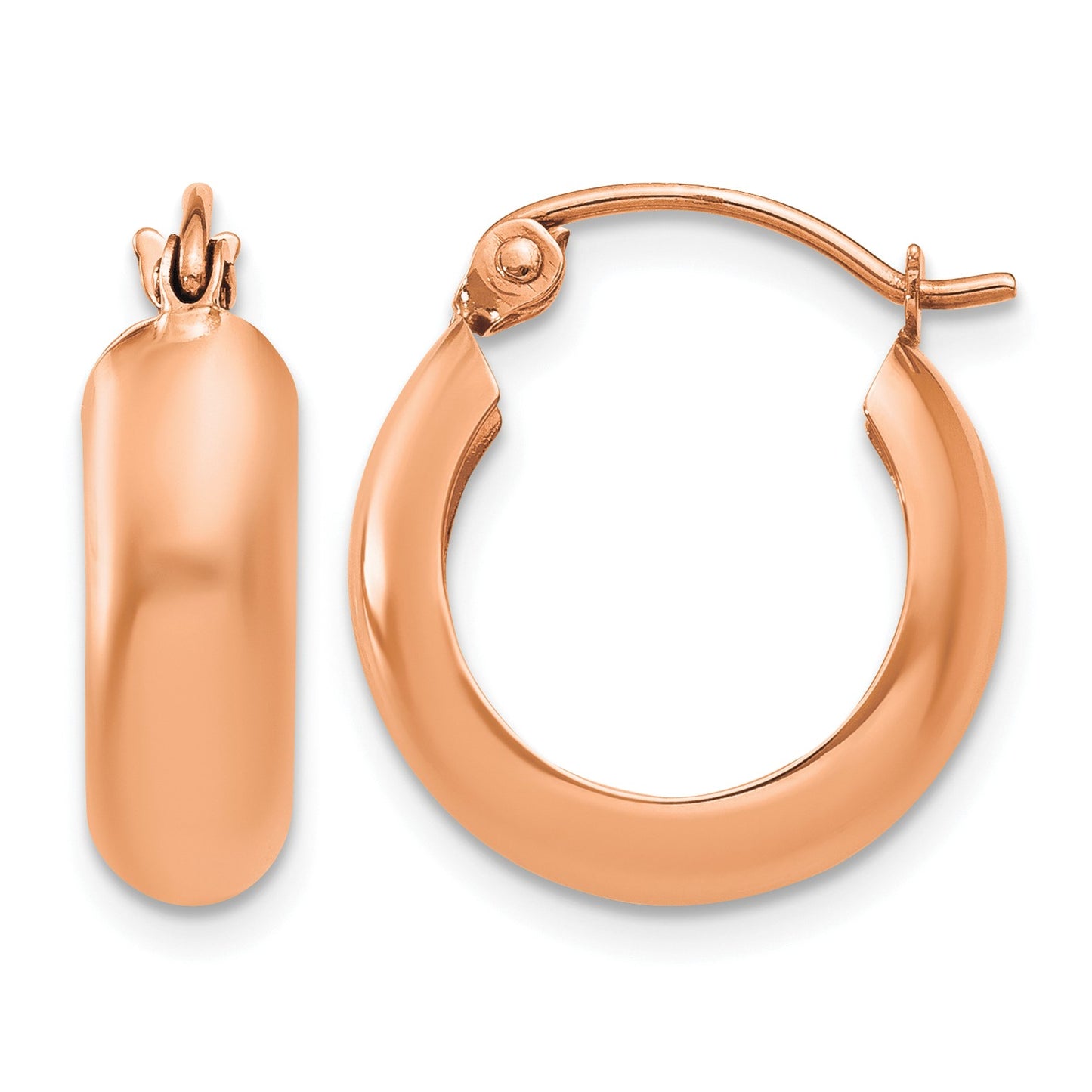 14k Rose Gold 4.75x16mm Polished Round Hoop Earrings
