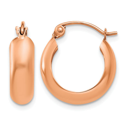 14k Rose Gold 4.75x16mm Polished Round Hoop Earrings