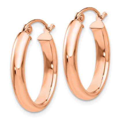 14k Rose Gold 3.75x21mm Polished Oval Tube Hoop Earrings