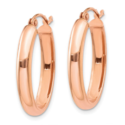 14k Rose Gold 3.75x25mm Polished Oval Tube Hoop Earrings