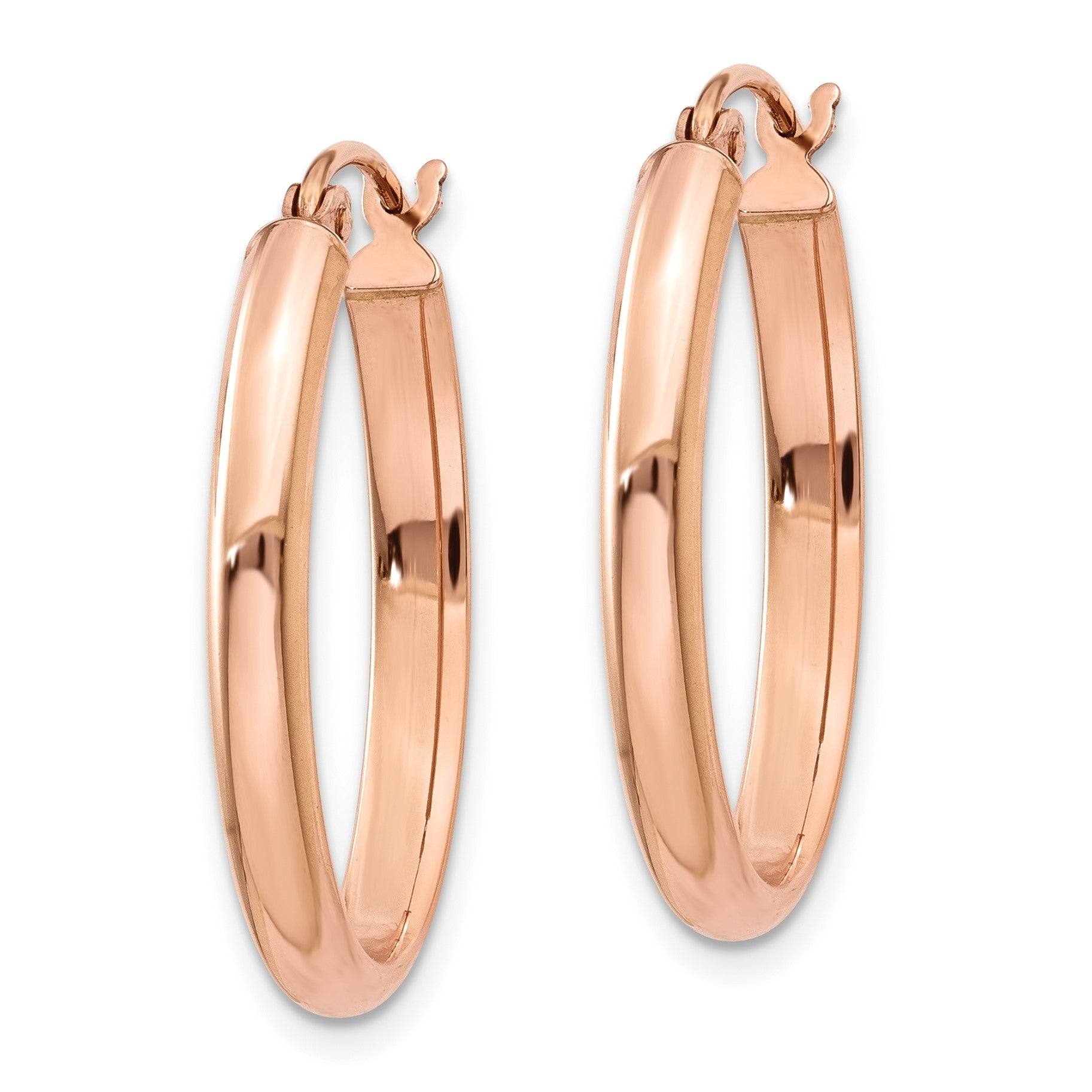 14k Rose Gold 2.75x23.5mm Polished Oval Tube Hoop Earrings