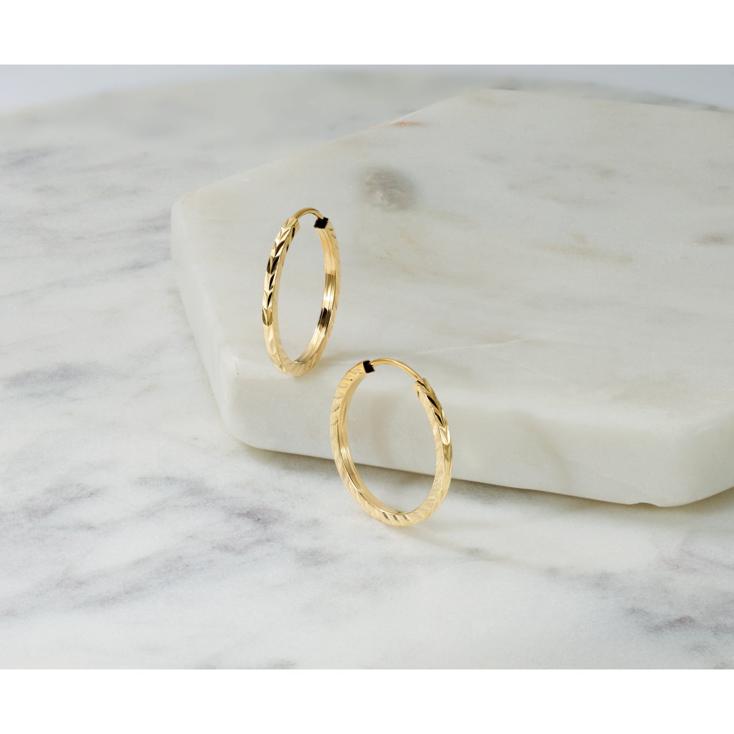 14k 1.35x20mm Diamond-cut Square-Tube Endless Hoop Earrings
