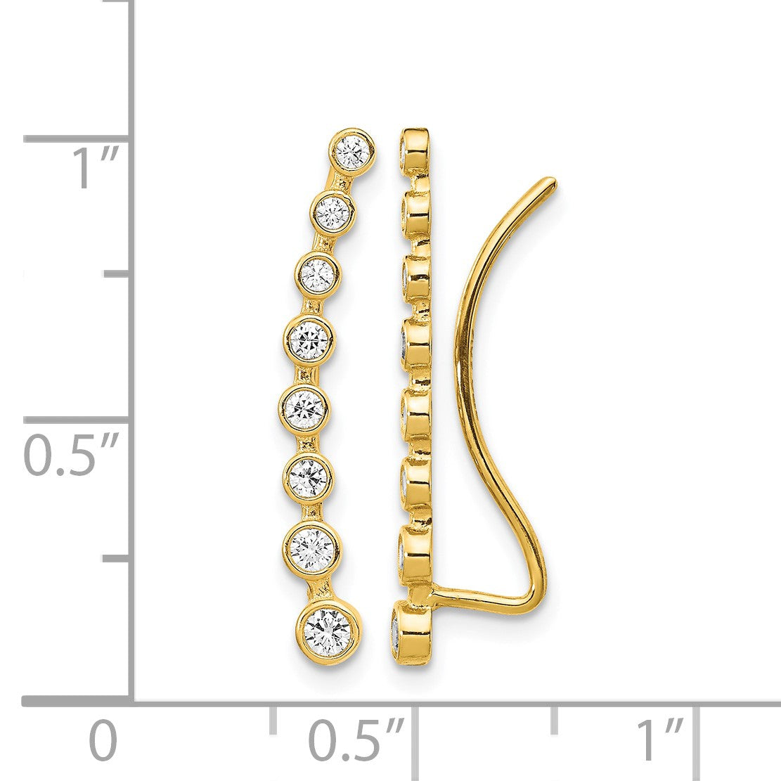 14K Bezel-set CZ Ear Climber Earrings
