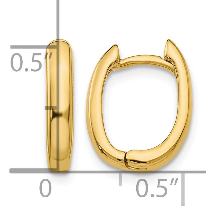 14k Oval Hinged Hoop Earrings