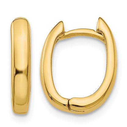 14k Oval Hinged Hoop Earrings
