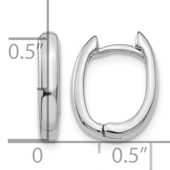14k White Gold Oval Hinged Hoop Earrings