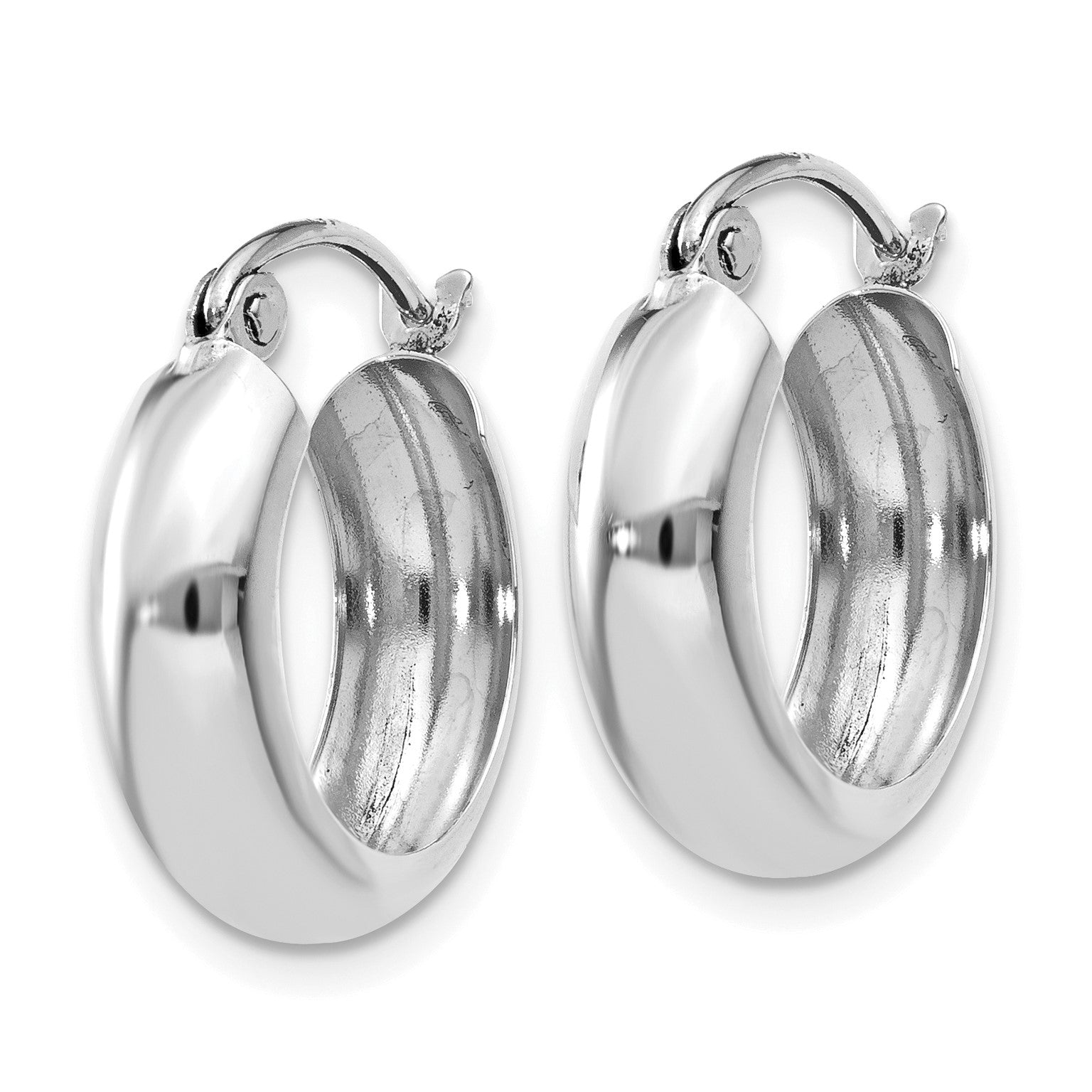 14k White Gold 4.75x16mm Polished Round Hoop Earrings
