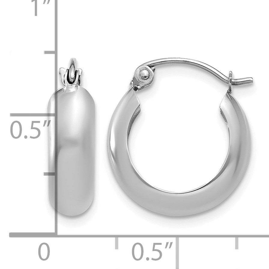 14k White Gold 4.75x16mm Polished Round Hoop Earrings