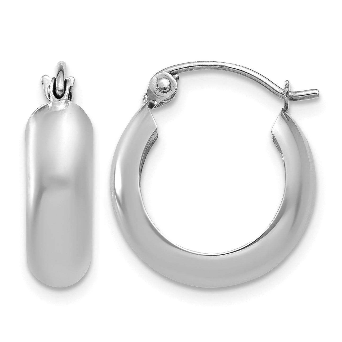14k White Gold 4.75x16mm Polished Round Hoop Earrings